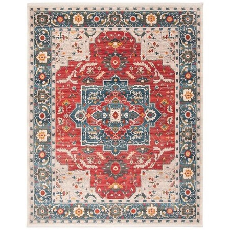 Safavieh Power Loomed 8 x 10 ft. Vintage Persian Global RugRed & Blue Rectangle VTP478Q-8